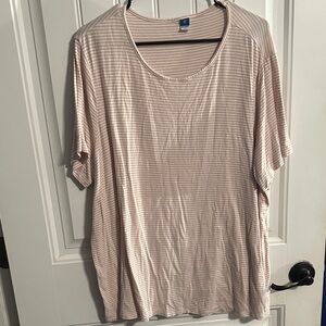 Old Navy Women’s Luxe Soft Cream and White Striped Short Sleeve Tee